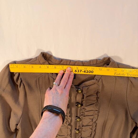 British Khaki Olive Green Ruffle Jacket Women’s Medium Button Up Military Style - Picture 7 of 7